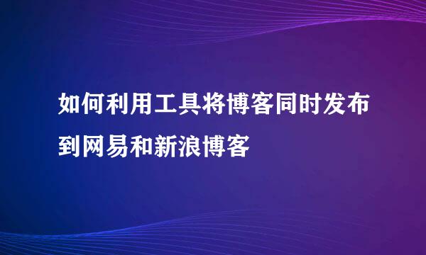 如何利用工具将博客同时发布到网易和新浪博客