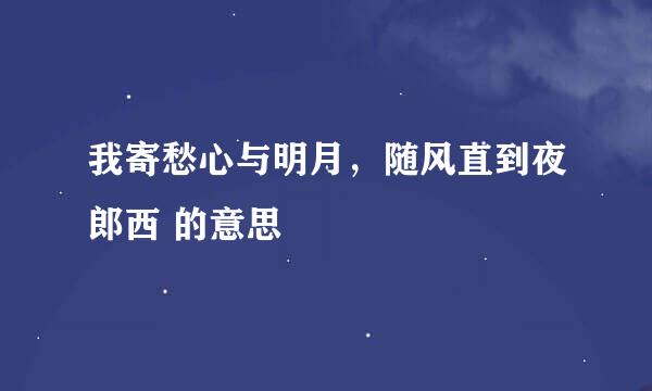 我寄愁心与明月，随风直到夜郎西 的意思