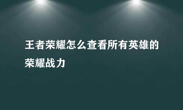 王者荣耀怎么查看所有英雄的荣耀战力