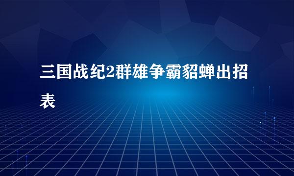 三国战纪2群雄争霸貂蝉出招表