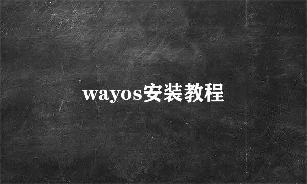 wayos安装教程