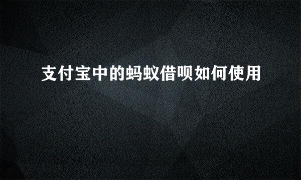 支付宝中的蚂蚁借呗如何使用