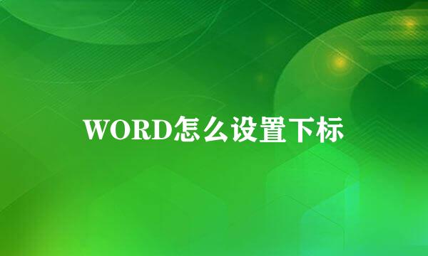 WORD怎么设置下标