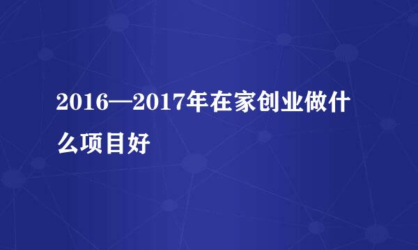 2016—2017年在家创业做什么项目好