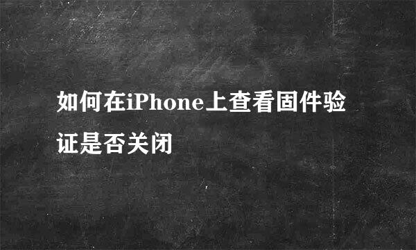 如何在iPhone上查看固件验证是否关闭