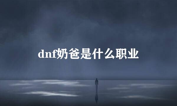 dnf奶爸是什么职业