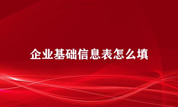 企业基础信息表怎么填