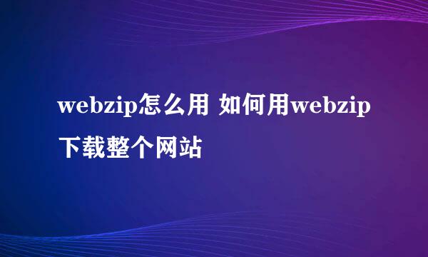 webzip怎么用 如何用webzip下载整个网站