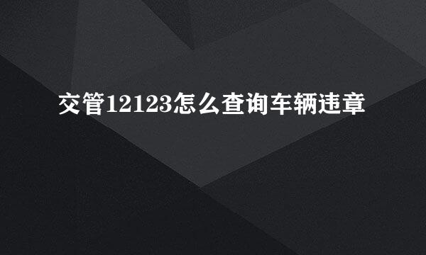 交管12123怎么查询车辆违章