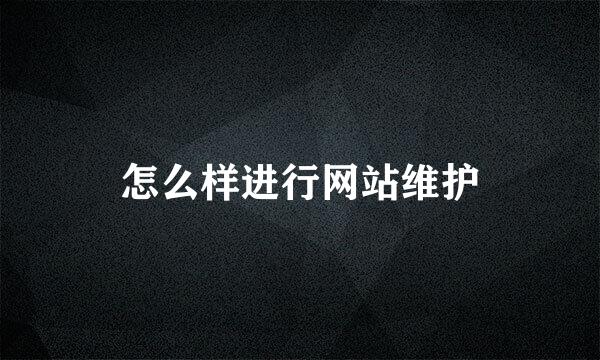 怎么样进行网站维护