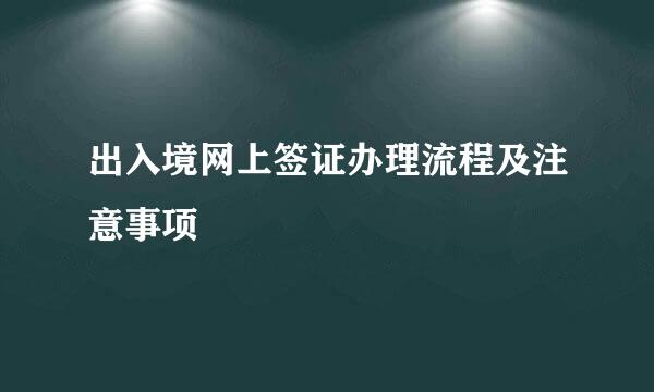 出入境网上签证办理流程及注意事项