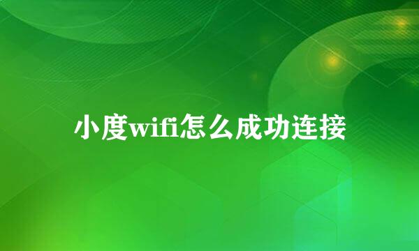 小度wifi怎么成功连接