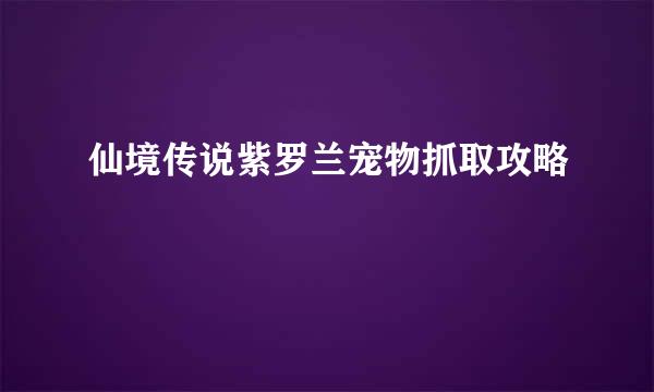 仙境传说紫罗兰宠物抓取攻略