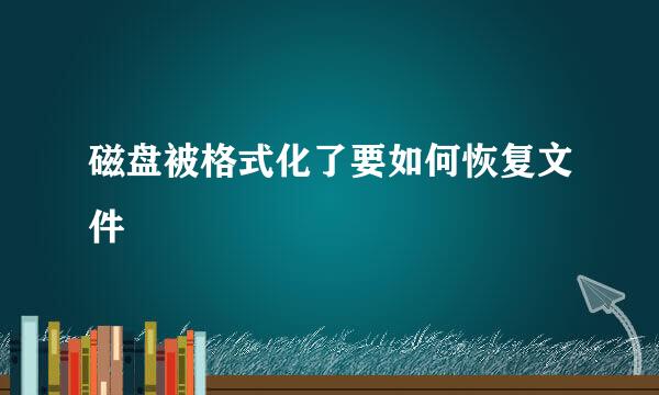 磁盘被格式化了要如何恢复文件