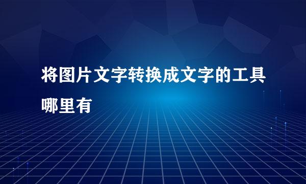 将图片文字转换成文字的工具哪里有