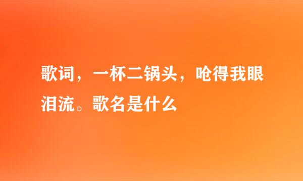 歌词，一杯二锅头，呛得我眼泪流。歌名是什么