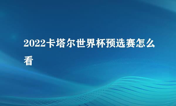 2022卡塔尔世界杯预选赛怎么看