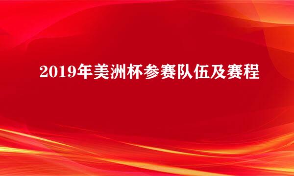 2019年美洲杯参赛队伍及赛程