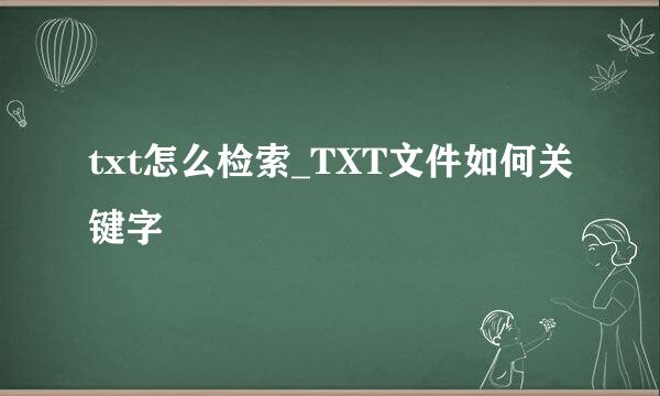 txt怎么检索_TXT文件如何关键字