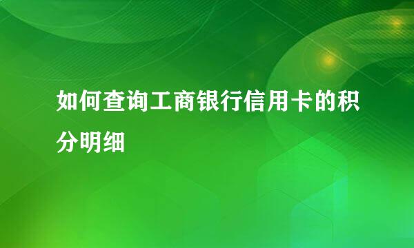 如何查询工商银行信用卡的积分明细