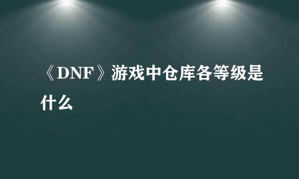 《DNF》游戏中仓库各等级是什么