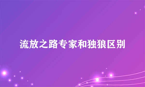 流放之路专家和独狼区别