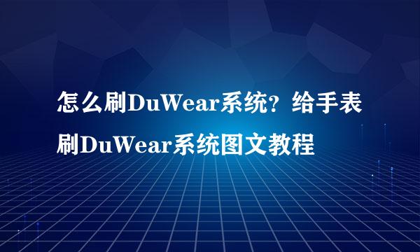 怎么刷DuWear系统？给手表刷DuWear系统图文教程