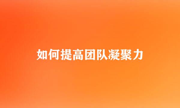 如何提高团队凝聚力