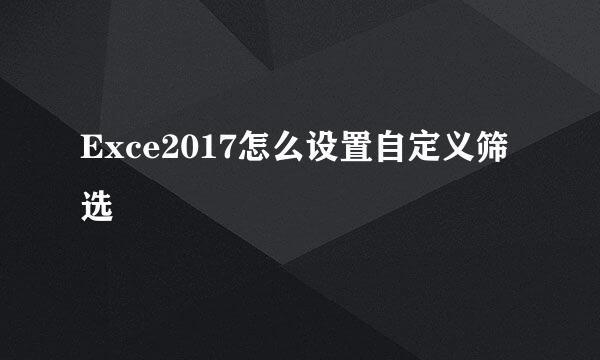 Exce2017怎么设置自定义筛选