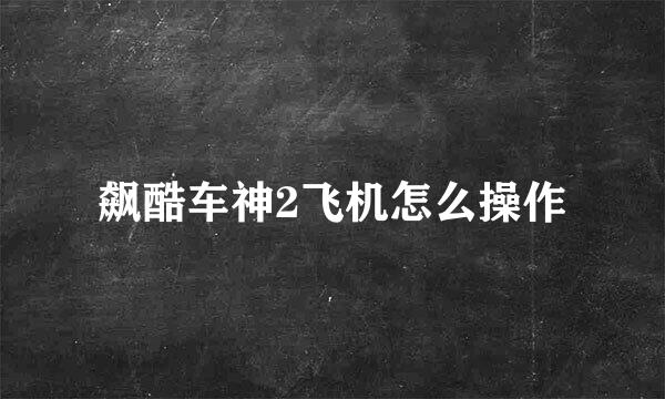 飙酷车神2飞机怎么操作